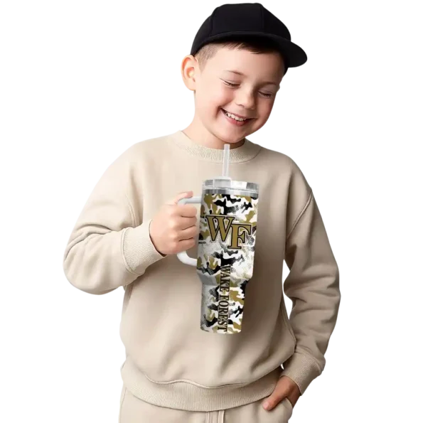 personalized wake forest demon deacons camo mashup gold white curved tumbler latest model.webp