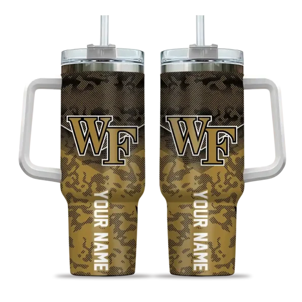 personalized wake forest demon deacons chevron stripe gold curved tumbler best selling.webp