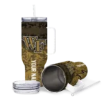 personalized wake forest demon deacons chevron stripe gold curved tumbler best selling.webp