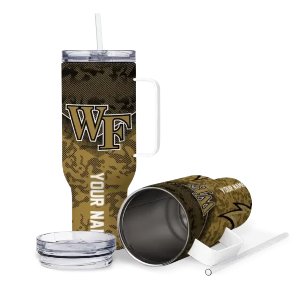 personalized wake forest demon deacons chevron stripe gold curved tumbler high quality.webp