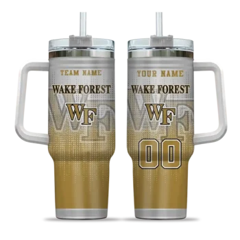 personalized wake forest demon deacons gradient dots gold curved tumbler best selling.webp