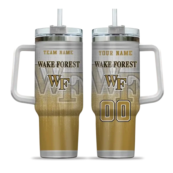 personalized wake forest demon deacons gradient dots gold curved tumbler best selling.webp