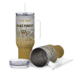 personalized wake forest demon deacons gradient dots gold curved tumbler best selling.webp