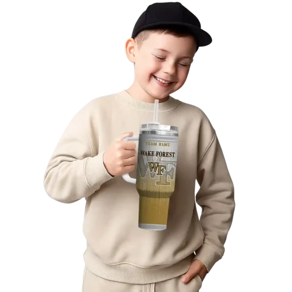personalized wake forest demon deacons gradient dots gold curved tumbler latest model.webp