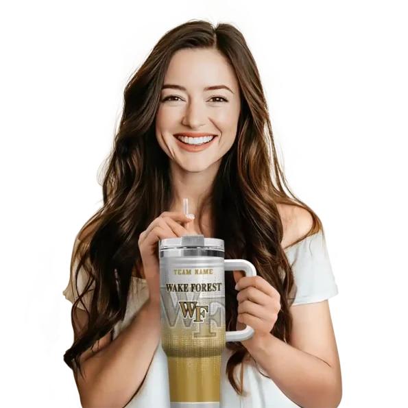 personalized wake forest demon deacons gradient dots gold curved tumbler premium grade.webp