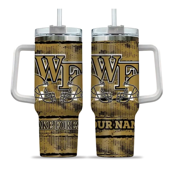 personalized wake forest demon deacons honey streaks gold curved tumbler best selling.webp