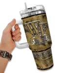 personalized wake forest demon deacons honey streaks gold curved tumbler best selling.webp