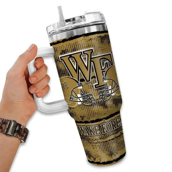 personalized wake forest demon deacons honey streaks gold curved tumbler fashion forward.webp