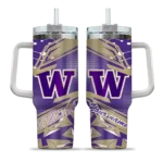 personalized washington huskies abstract paths purple curved tumbler best selling.webp
