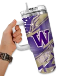 personalized washington huskies abstract paths purple curved tumbler best selling.webp