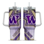 personalized washington huskies arrow burst purple curved tumbler best selling.webp
