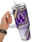 personalized washington huskies arrow burst purple curved tumbler best selling.webp