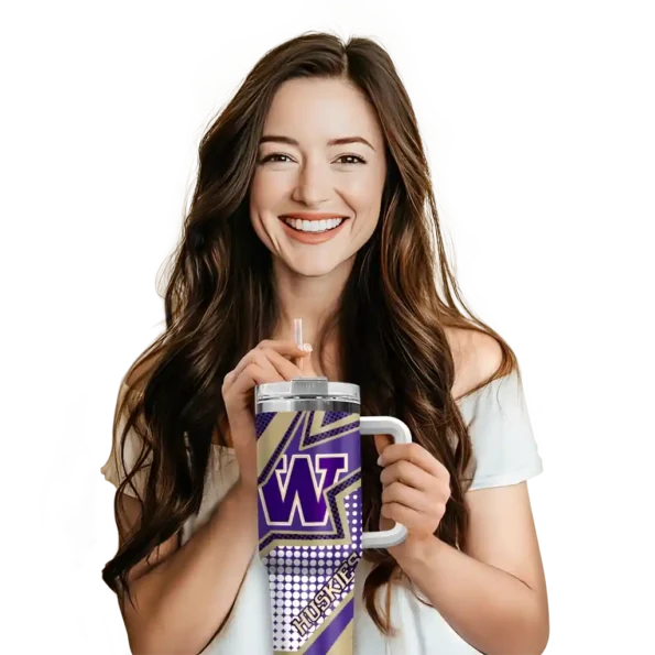 personalized washington huskies arrow burst purple curved tumbler premium grade.webp