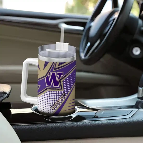 personalized washington huskies arrow burst purple curved tumbler trendy.webp