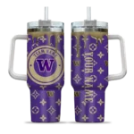 personalized washington huskies bullseye drips purple curved tumbler best selling.webp