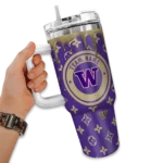 personalized washington huskies bullseye drips purple curved tumbler best selling.webp
