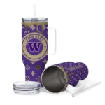 personalized washington huskies bullseye drips purple curved tumbler best selling.webp