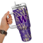 personalized washington huskies burst swirl purple curved tumbler best selling.webp