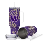 personalized washington huskies burst swirl purple curved tumbler best selling.webp