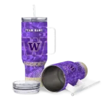 personalized washington huskies geometric prism purple curved tumbler best selling.webp