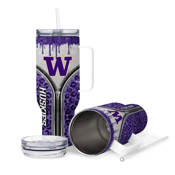 personalized washington huskies leopard zipper purple curved tumbler high quality.webp