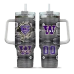 personalized washington huskies superman shield purple gray curved tumbler best selling.webp