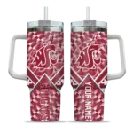 personalized washington state cougars chevron angle crimson curved tumbler best selling.webp