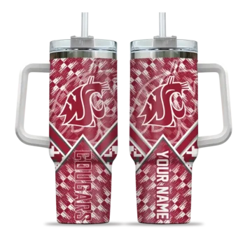 personalized washington state cougars chevron angle crimson curved tumbler best selling.webp