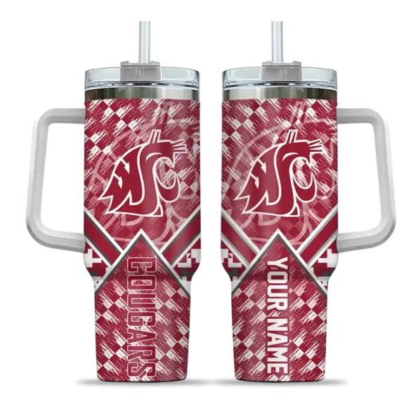 personalized washington state cougars chevron angle crimson curved tumbler best selling.webp
