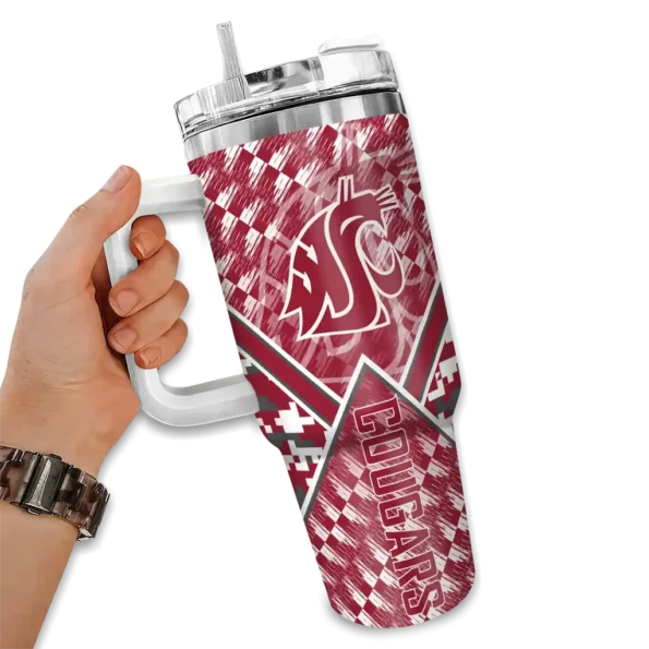 personalized washington state cougars chevron angle crimson curved tumbler fashion forward.webp