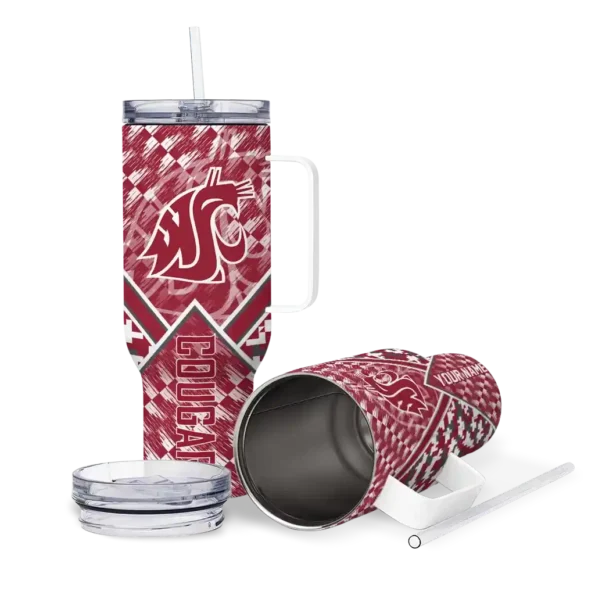 personalized washington state cougars chevron angle crimson curved tumbler high quality.webp
