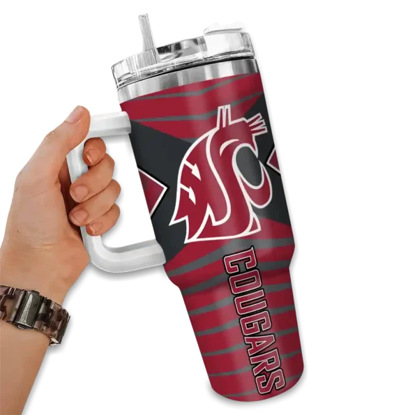 personalized washington state cougars chevron layers crimson curved tumbler fashion forward.webp