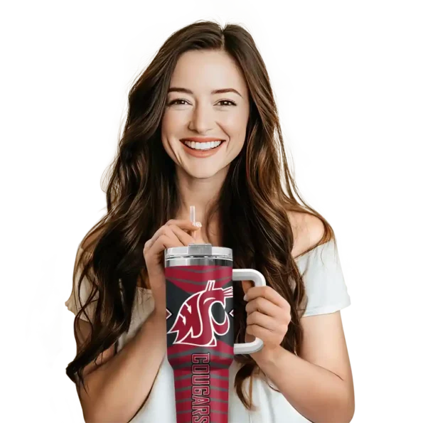 personalized washington state cougars chevron layers crimson curved tumbler premium grade.webp