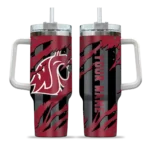 personalized washington state cougars claw cut crimson black curved tumbler best selling.webp