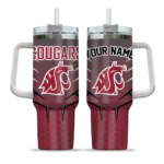 personalized washington state cougars hex texture crimson curved tumbler best selling.webp