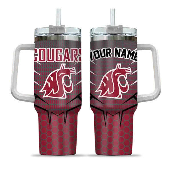 personalized washington state cougars hex texture crimson curved tumbler best selling.webp
