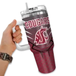 personalized washington state cougars hex texture crimson curved tumbler best selling.webp