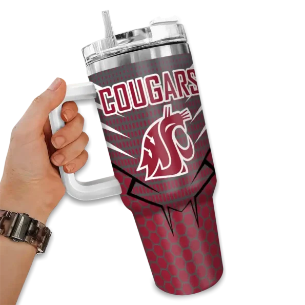 personalized washington state cougars hex texture crimson curved tumbler fashion forward.webp