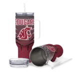personalized washington state cougars hex texture crimson curved tumbler best selling.webp