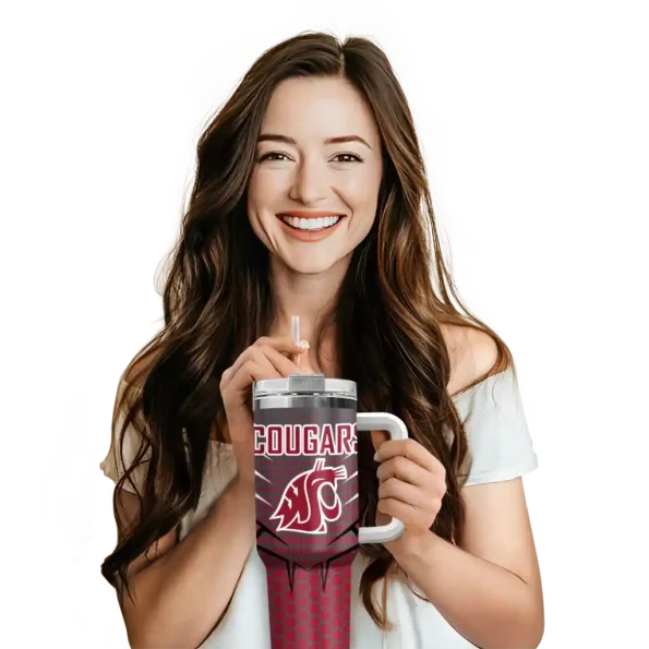 personalized washington state cougars hex texture crimson curved tumbler premium grade.webp