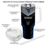 personalized west virginia mountaineers arrow armor blue black curved tumbler best selling.webp