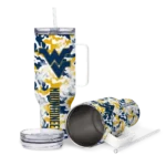 personalized west virginia mountaineers camo mashup blue white curved tumbler best selling.webp