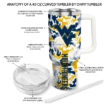 personalized west virginia mountaineers camo mashup blue white curved tumbler best selling.webp