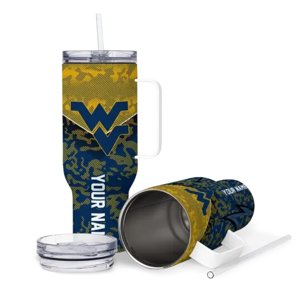 personalized west virginia mountaineers chevron stripe blue curved tumbler high quality.webp