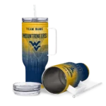 personalized west virginia mountaineers gradient dots blue curved tumbler best selling.webp