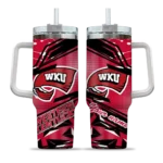 personalized western kentucky hilltoppers abstract paths red curved tumbler best selling.webp