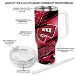 personalized western kentucky hilltoppers abstract paths red curved tumbler best selling.webp