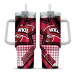 personalized western kentucky hilltoppers arrow burst red curved tumbler best selling.webp