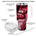 personalized western kentucky hilltoppers arrow burst red curved tumbler best selling.webp