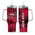 personalized western kentucky hilltoppers burst swirl red curved tumbler best selling.webp